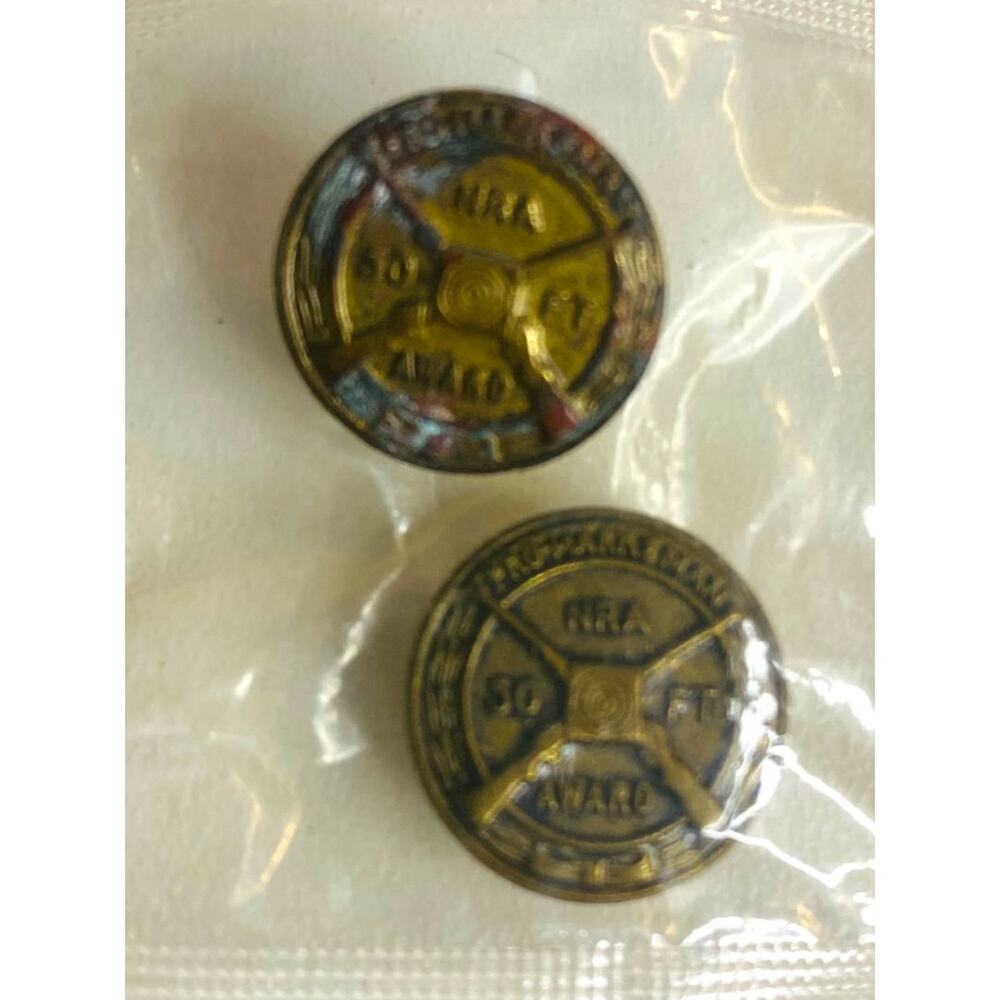 Vintage NRA 50 Ft Pro Marksman Award .5" Lapel Pin Set of 2